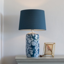 Indigo Fleurs Lamp with Blue Shade by Grand Illusions